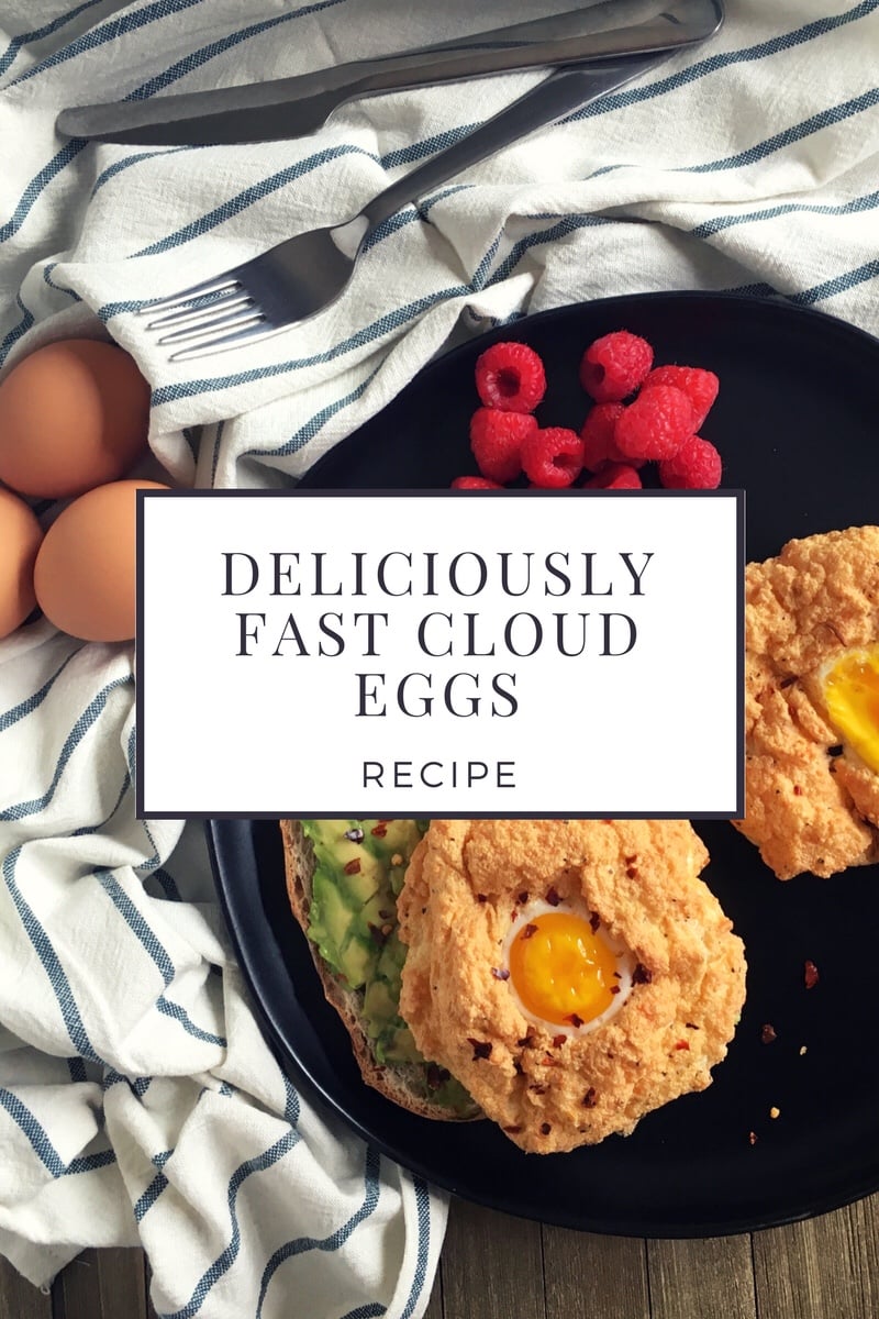 Deliciously fast cloud eggs recipe with avocado toast and raspberries