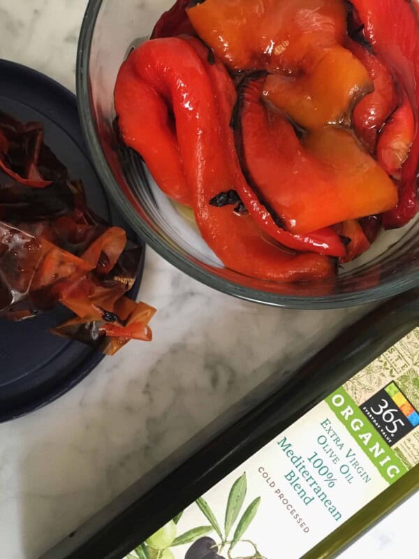 oven roasted red bell pepper with organic olive oil