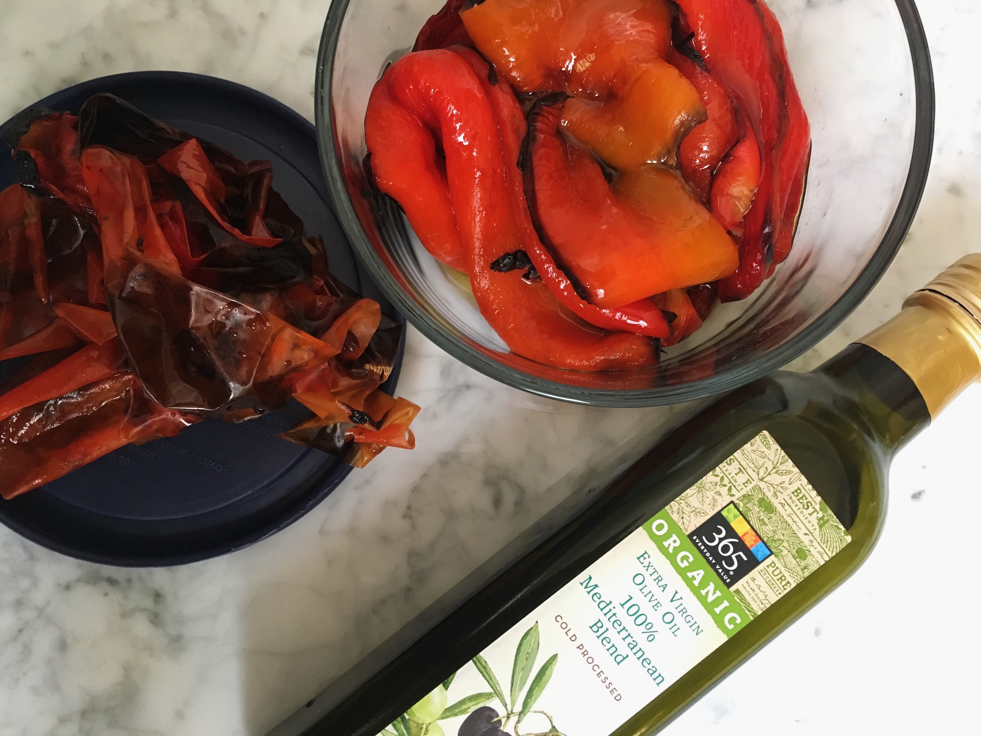 oven roasted red bell pepper with organic olive oil