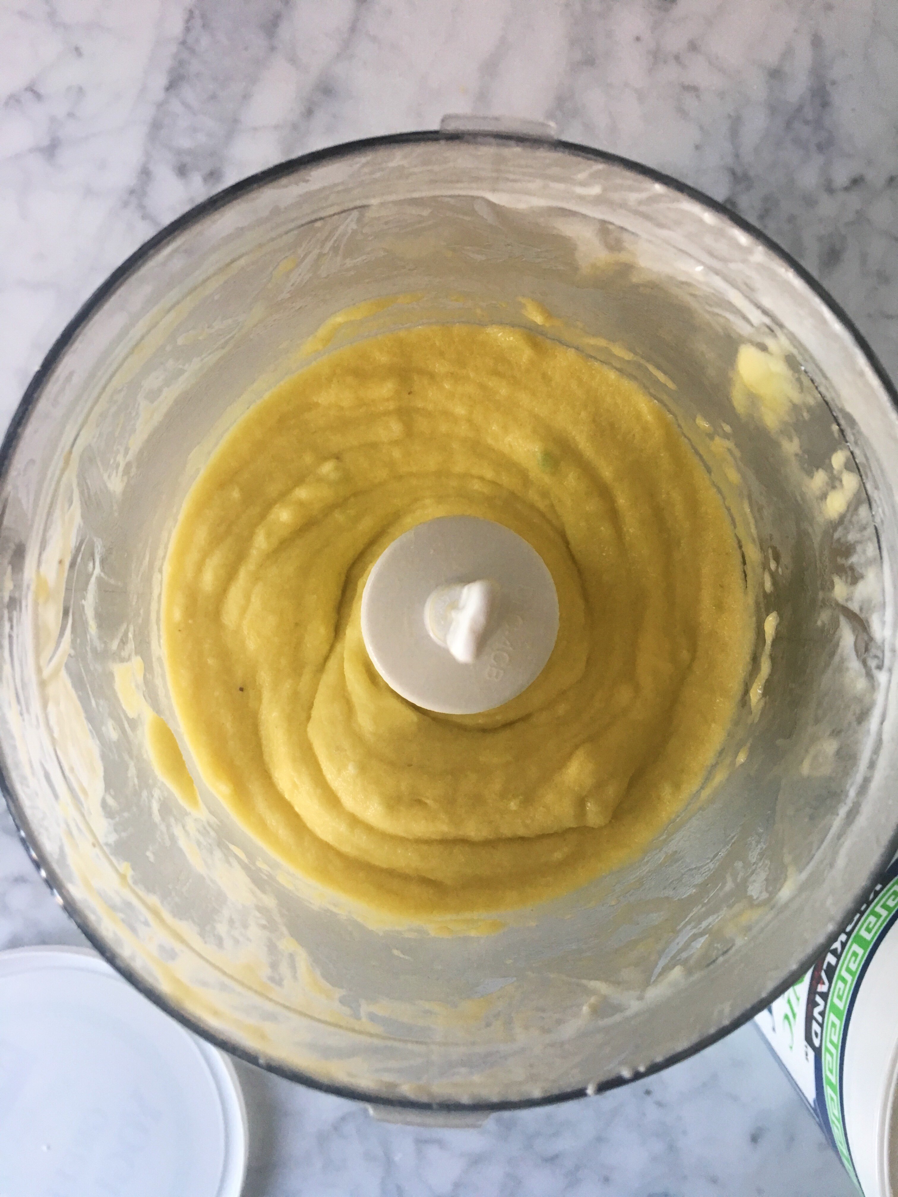 Blended mangoes and bananas that has a soft serve texture