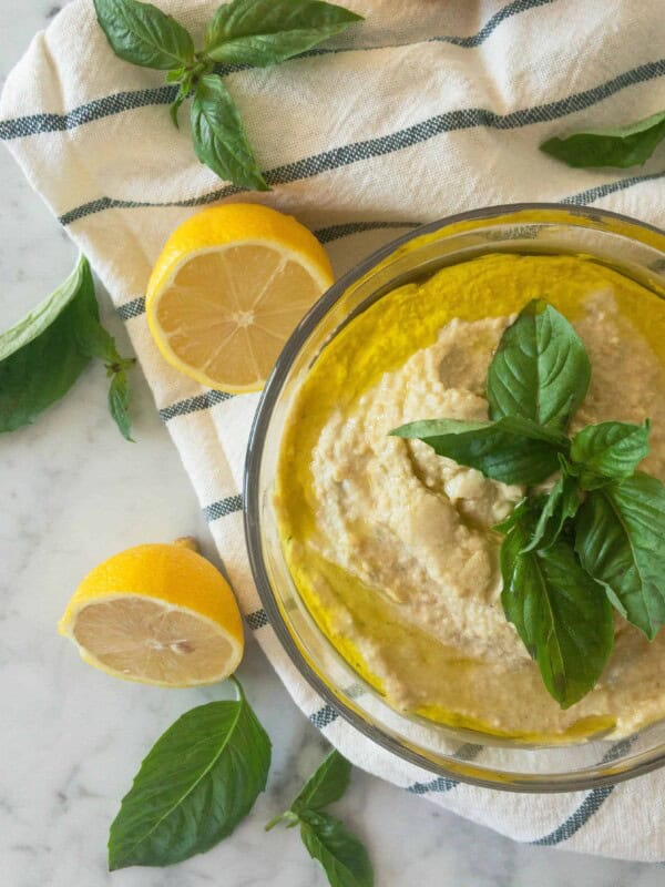 Summer basil hummus with no preservatives!