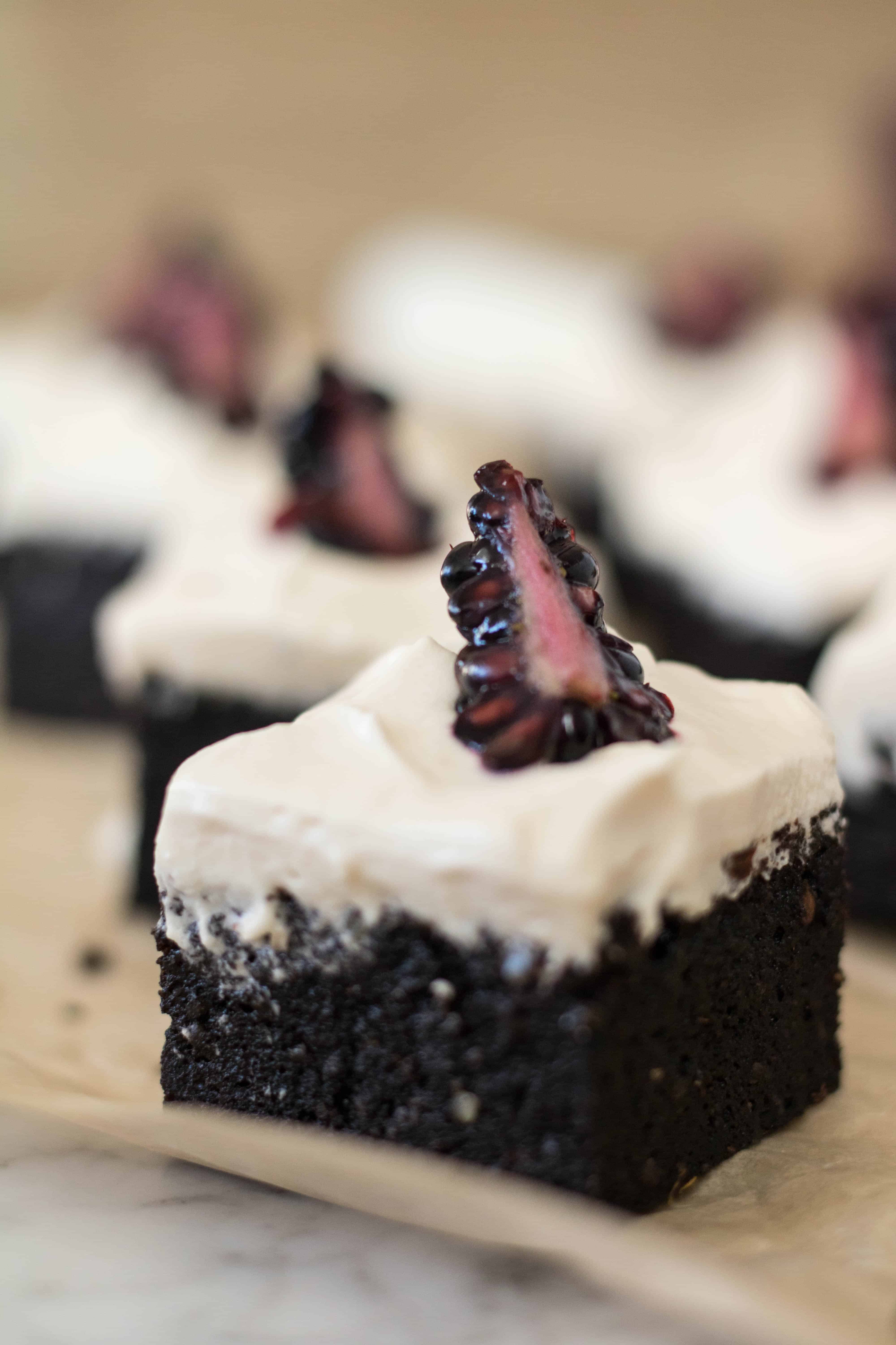 sweet potato brownie with chantilly frosting