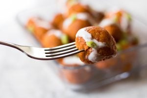 clean eating chicken buffalo meatballs with ranch dressing