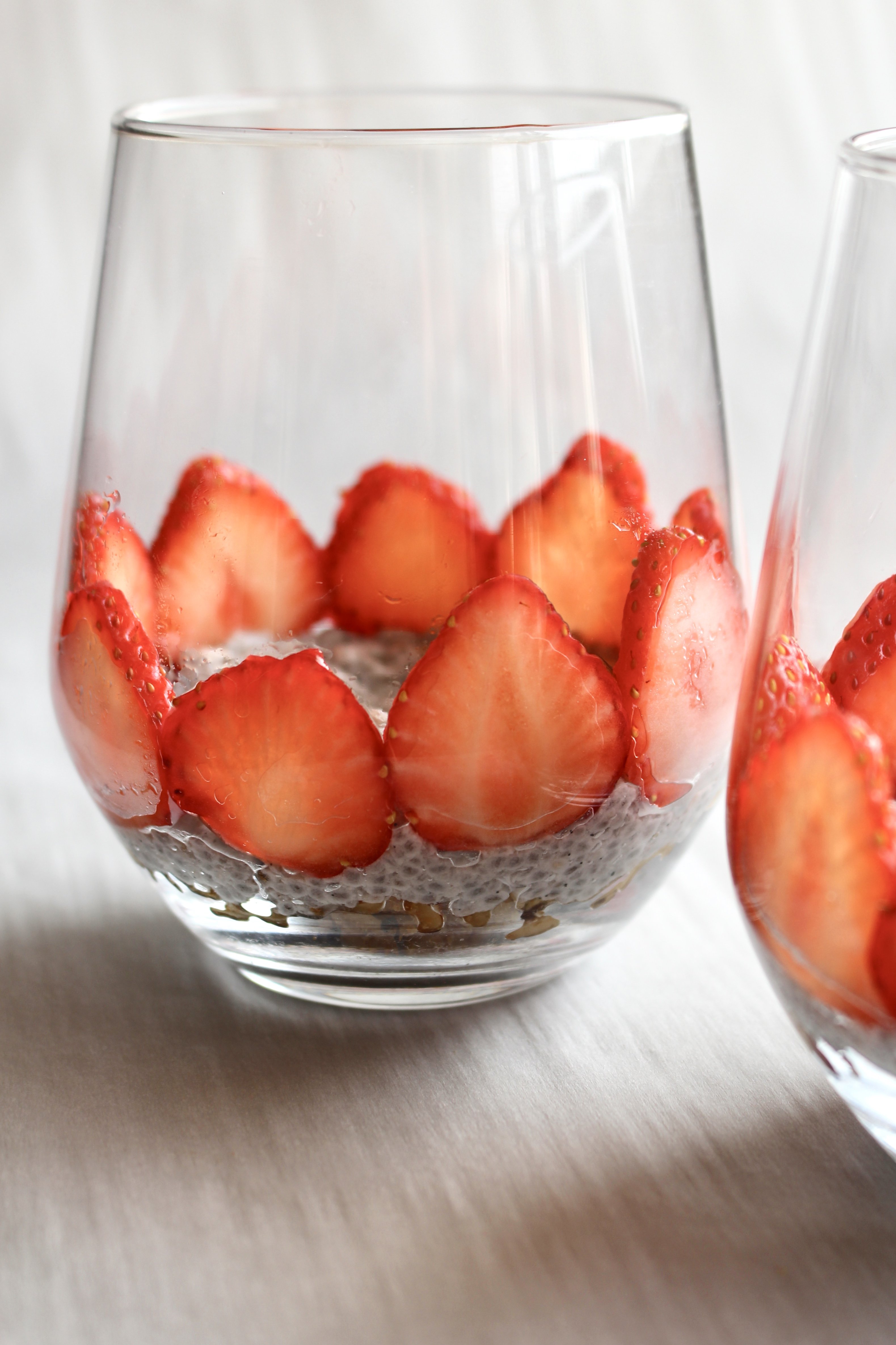 Chia seed parfait with strawberries 
