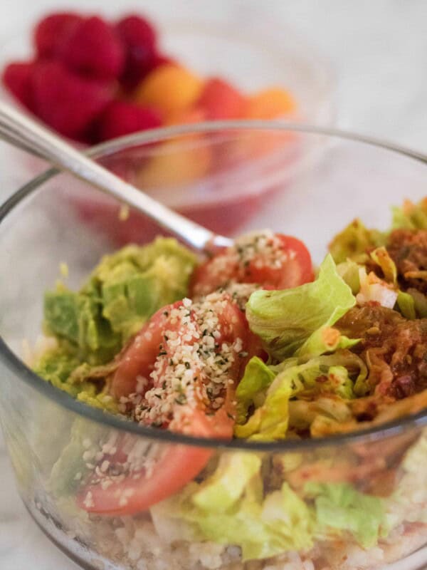Quick lunch; vegan gut healing buddha bowl with kimchi