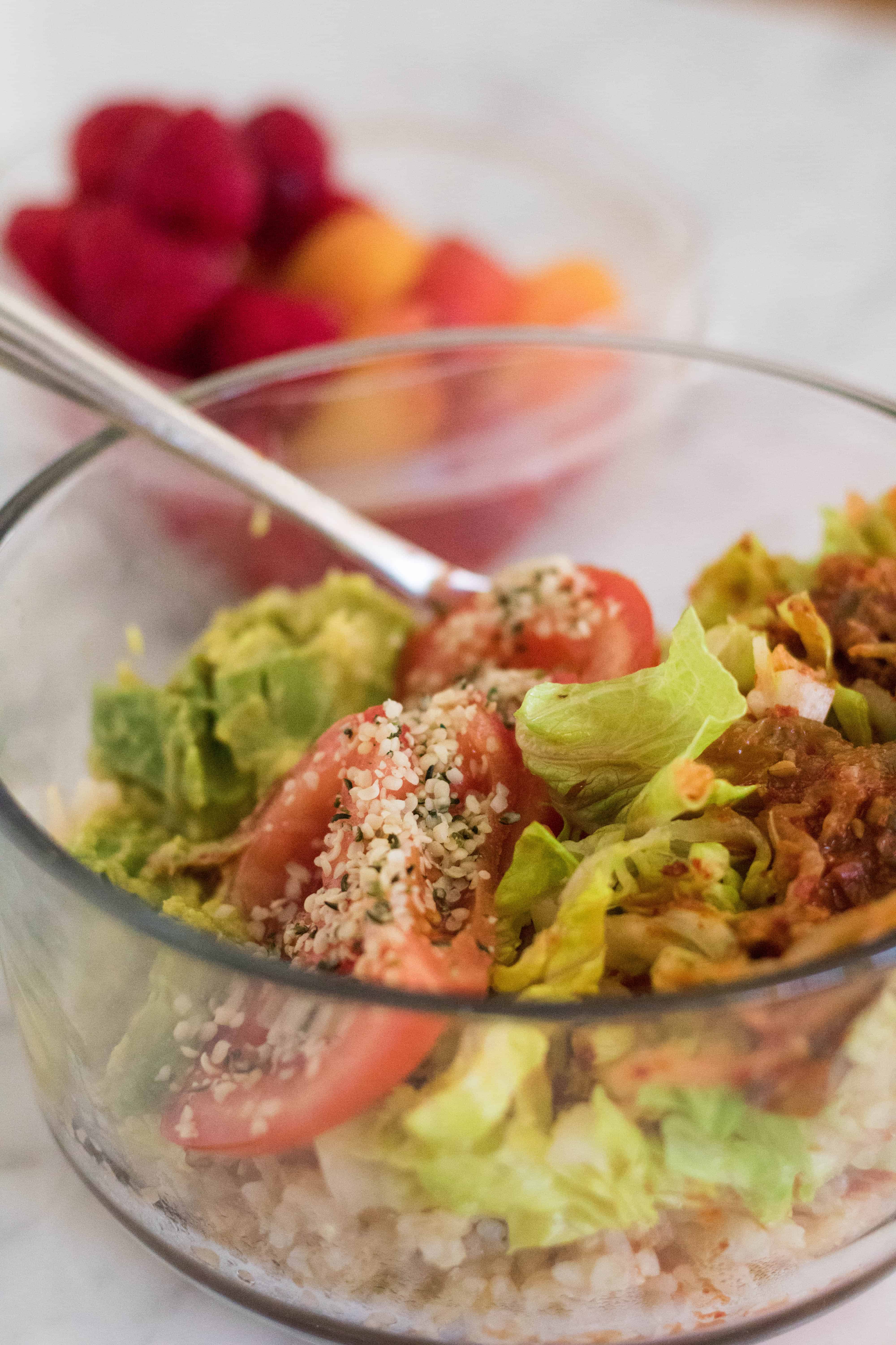 Quick lunch; vegan gut healing buddha bowl with kimchi