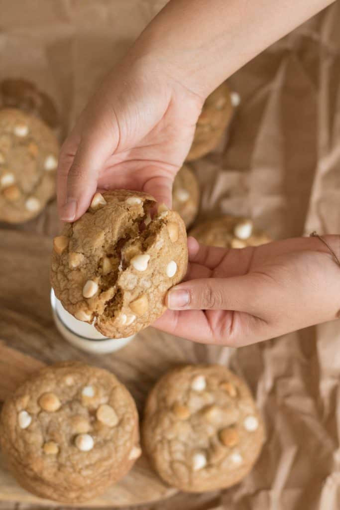 No chill brown butter white chocolate macadamia nut cookies