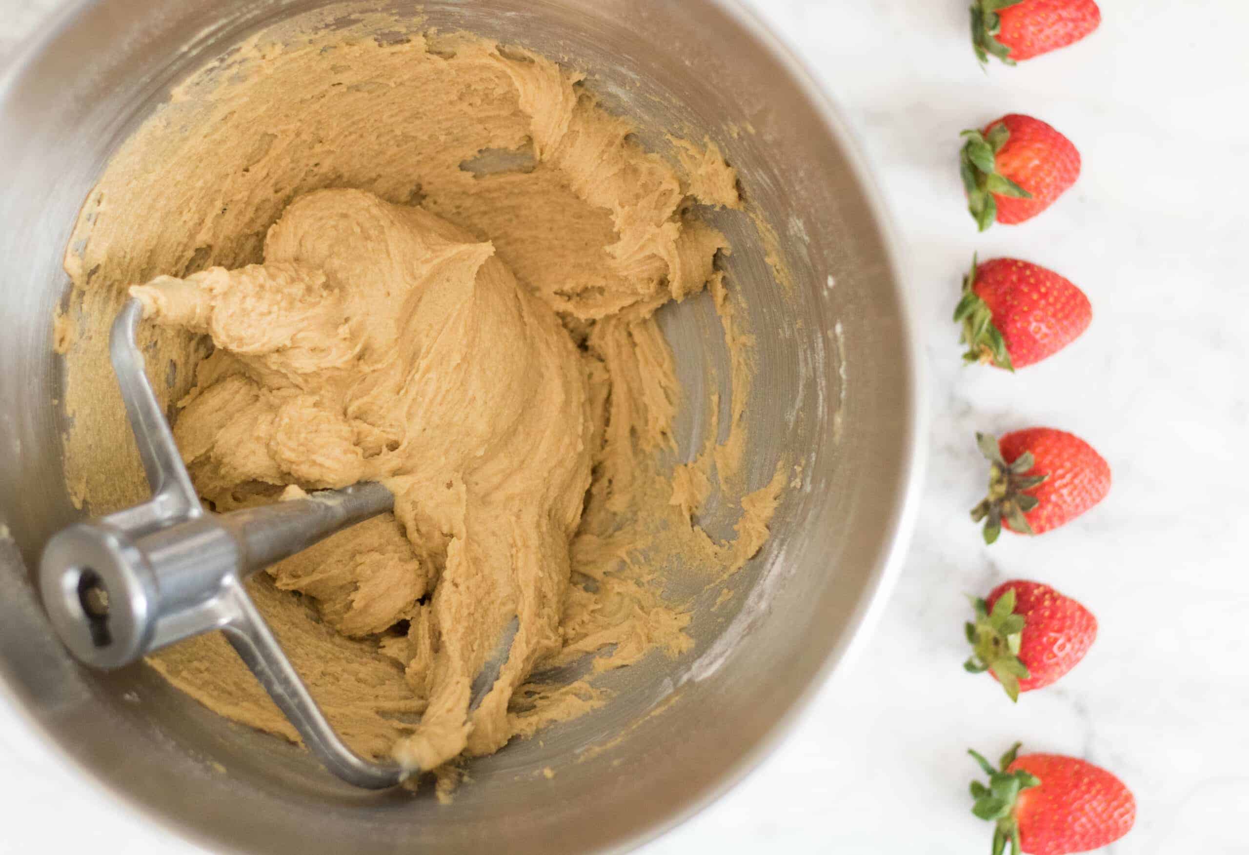 Creamed butter and sugar in mixing bowl