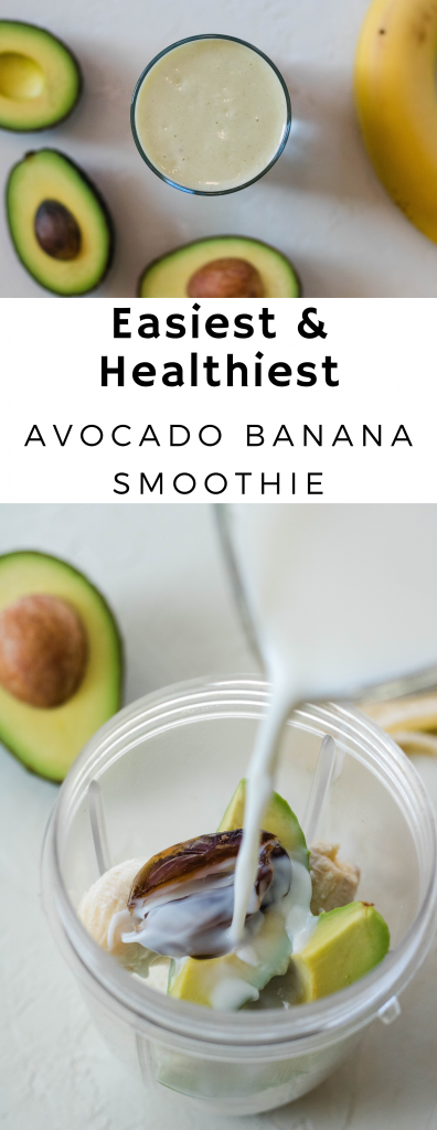 Collage of the easiest and Healthiest Avocado Smoothie recipe for pinterest