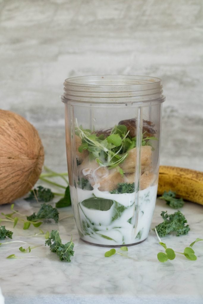 Ingredients for the Spinach and Kale Smoothie recipe