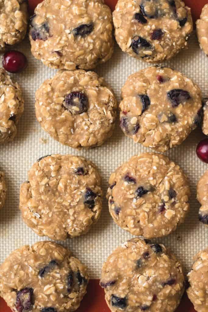 Cranberry oatmeal cookies before baking