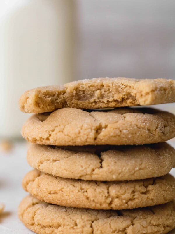Small batch peanut butter cookies stack