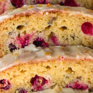 Cranberry orange bread close up