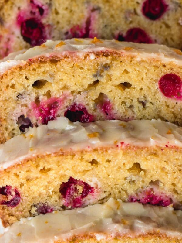Cranberry orange bread close up