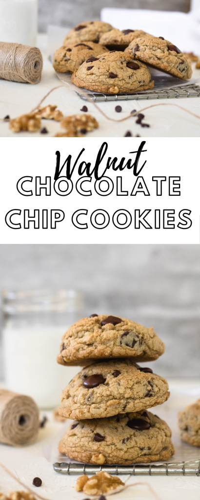 Pinterest collage for the best Walnut Chocolate chip cookies