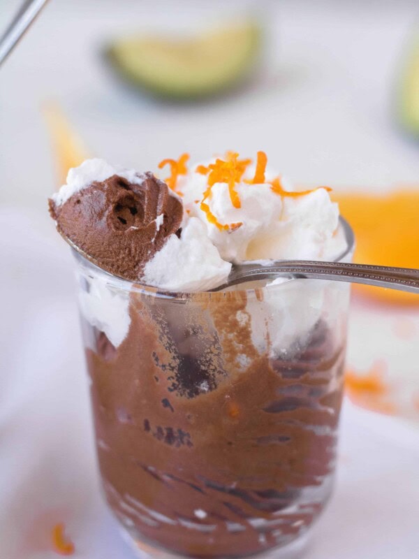 romantic dessert for two with orange and chocolate