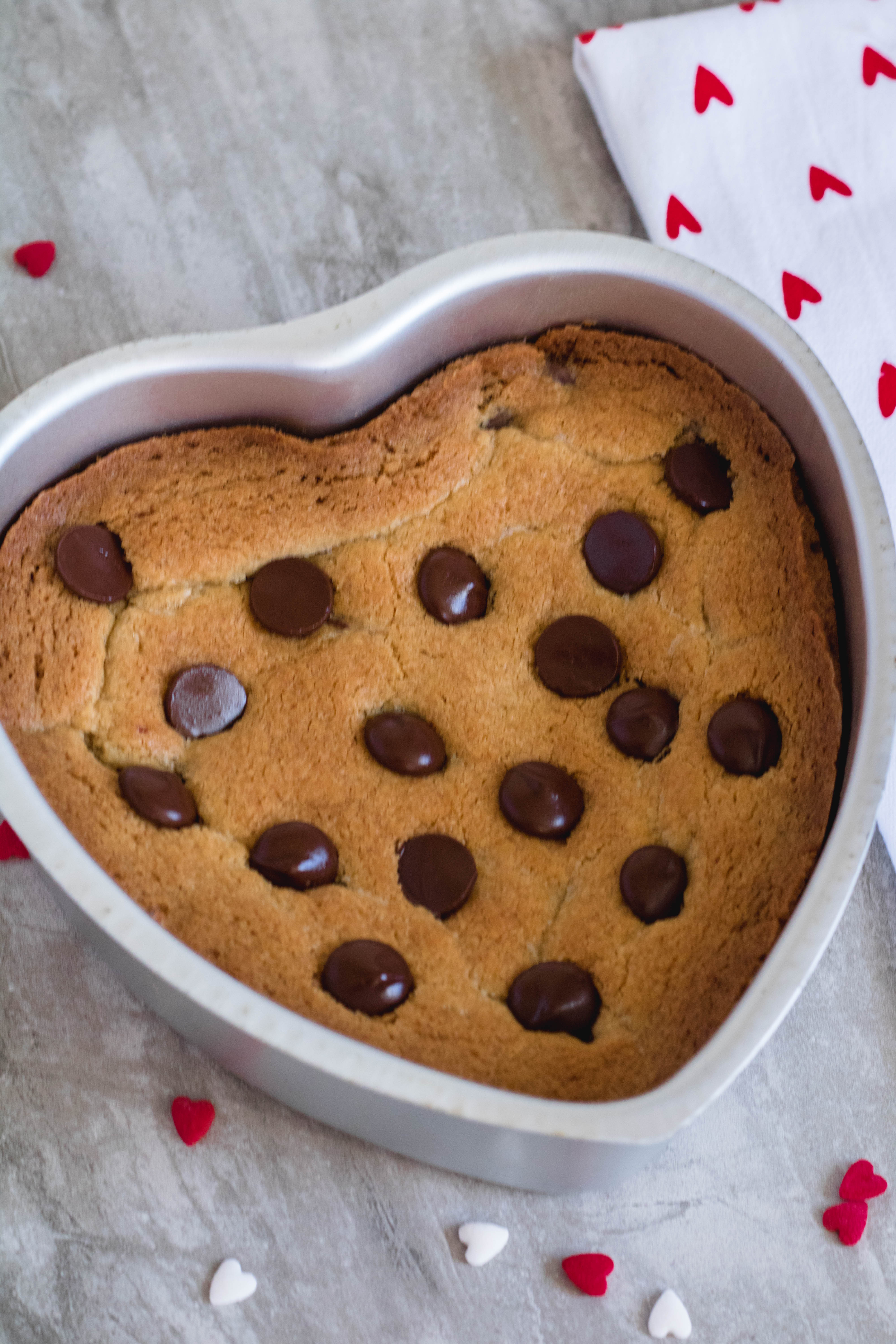 baked cookie cake for valentine's day