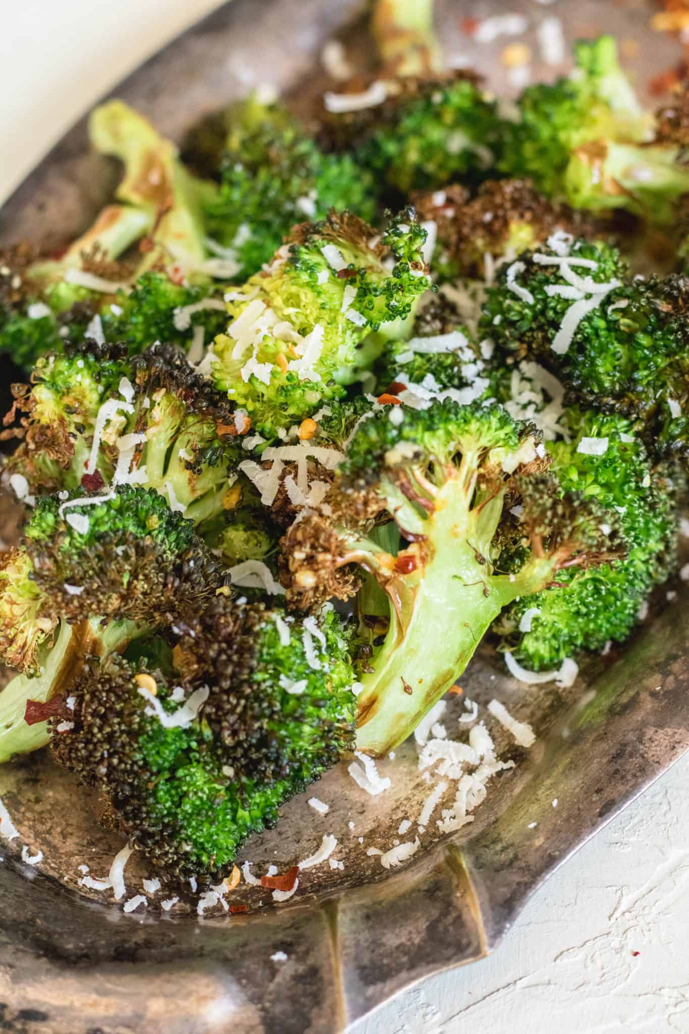 Air Fryer Broccoli Parmesan (low calorie, low carb, healthy snack