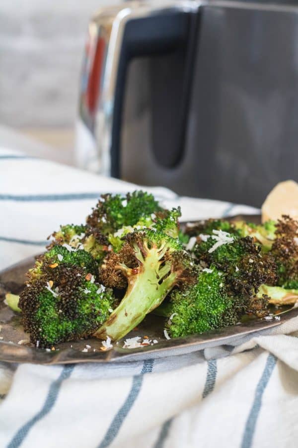 Air Fryer Broccoli Parmesan (low calorie, low carb, healthy snack