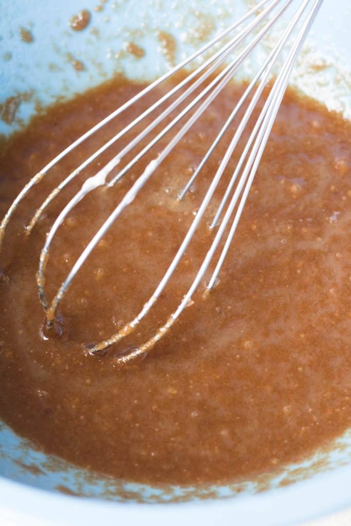 peanut butter blondie batter making