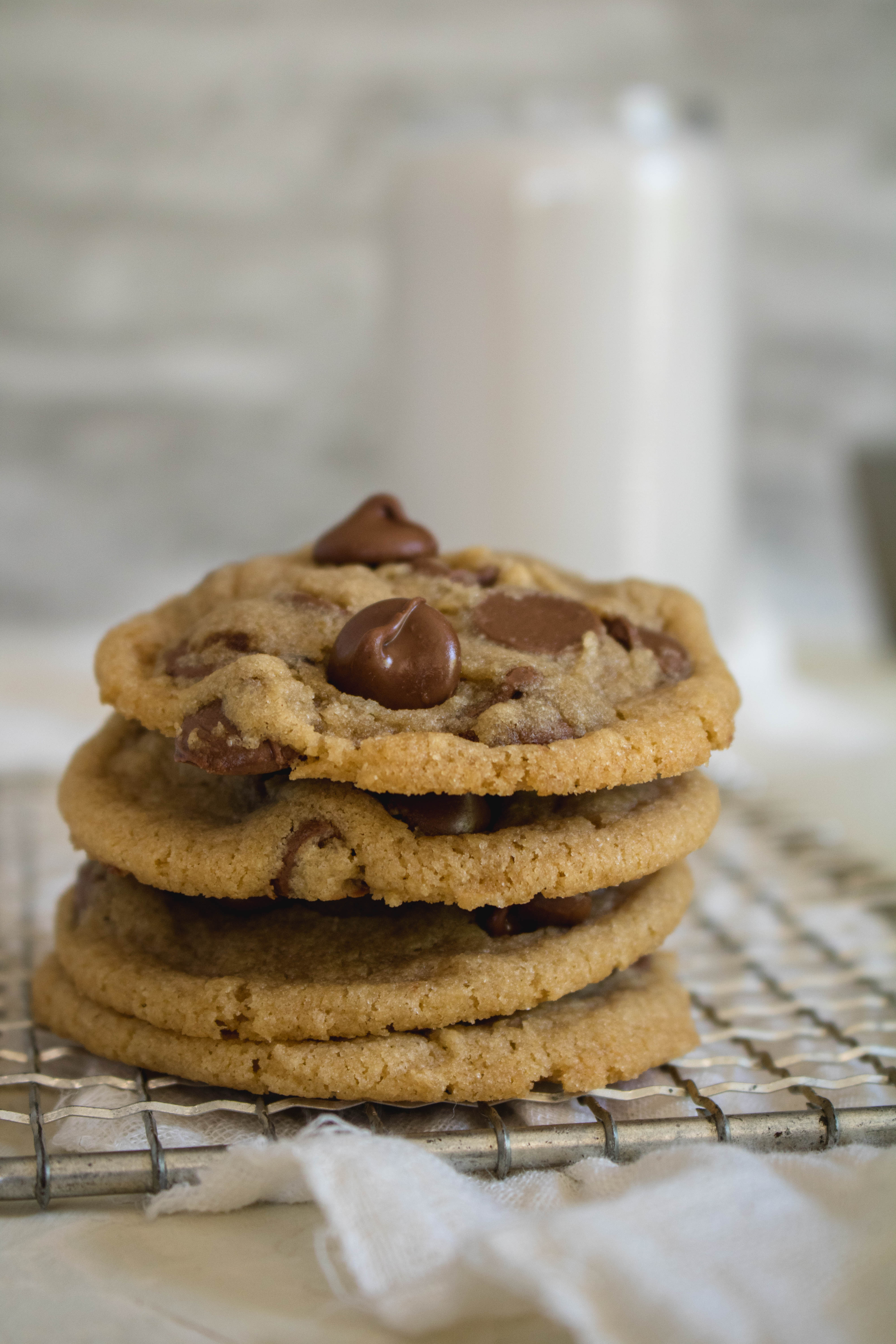 Stack of soft chocolate chip cookies