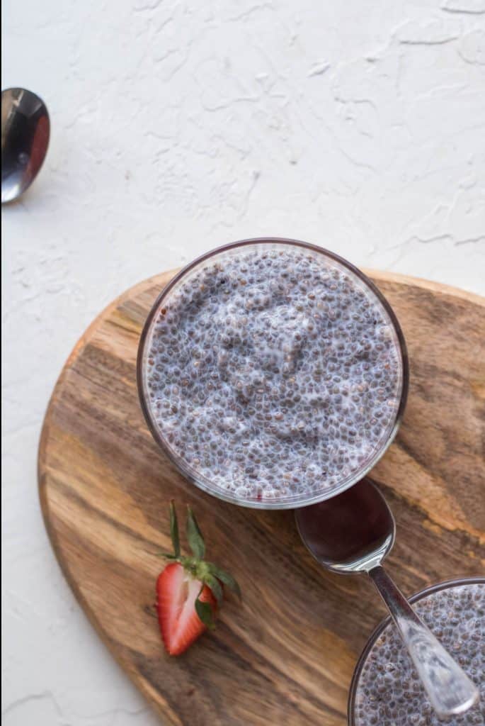 Strawberry peanut butter chia seed pudding