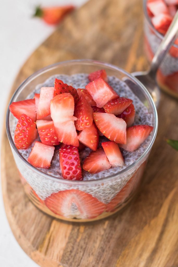 Strawberry peanut butter chia seed pudding