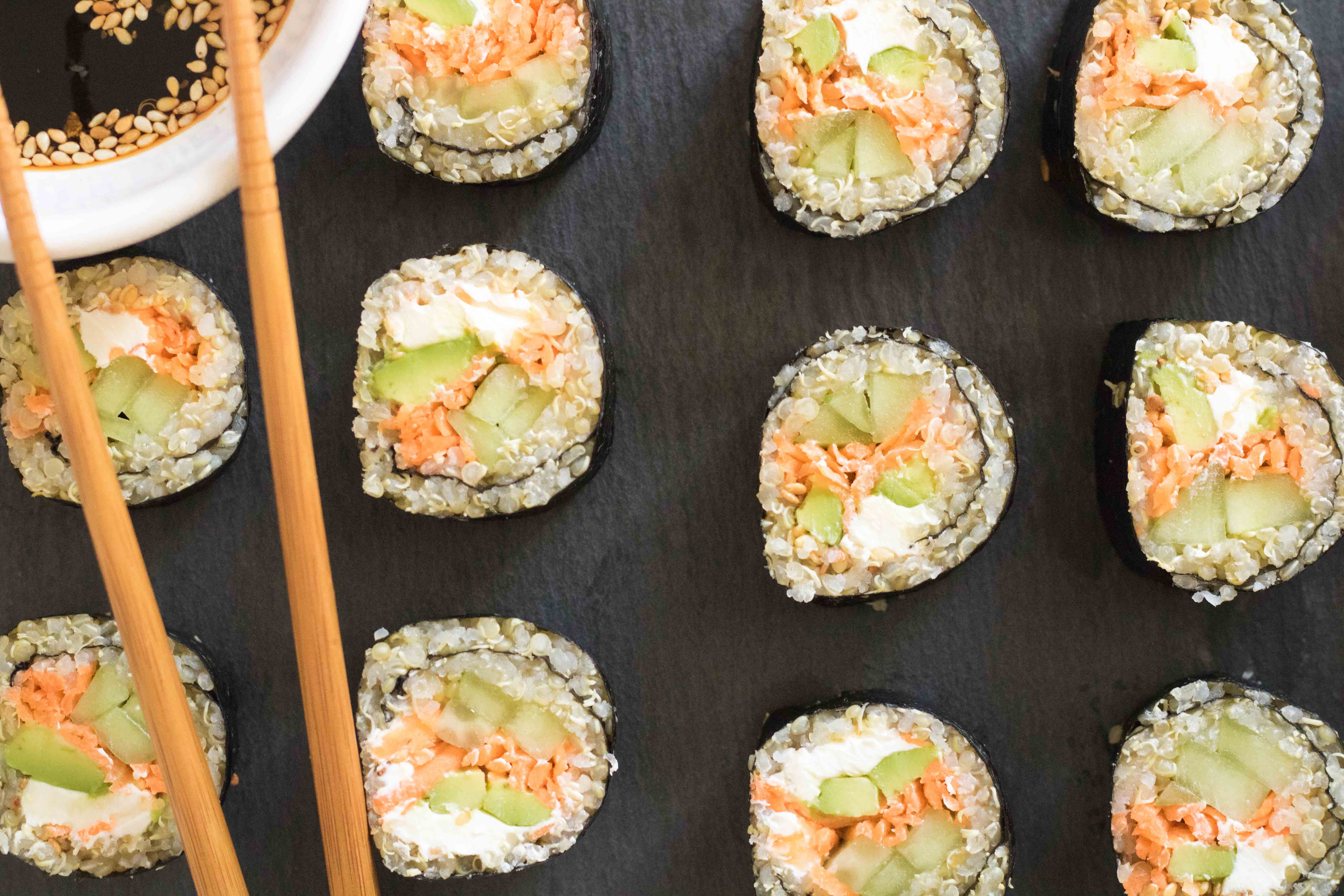 Vegetable quinoa sushi