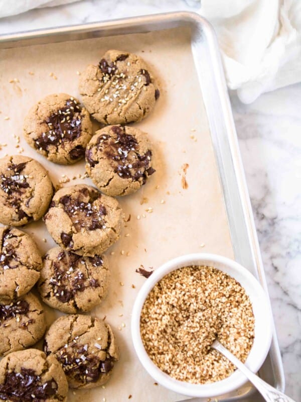 Small batch tahini chocolate chip cookies