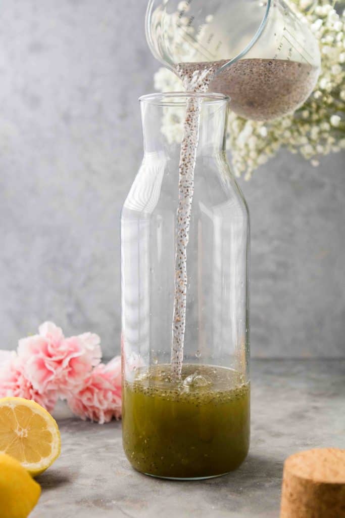 Add the soaked chia to the lemonade mixture