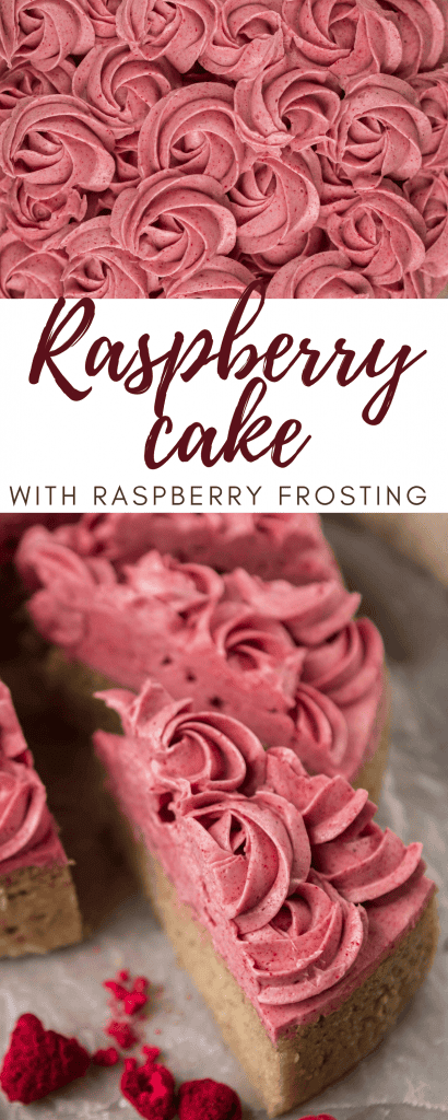 Raspberry butter cake with pink raspberry frosting