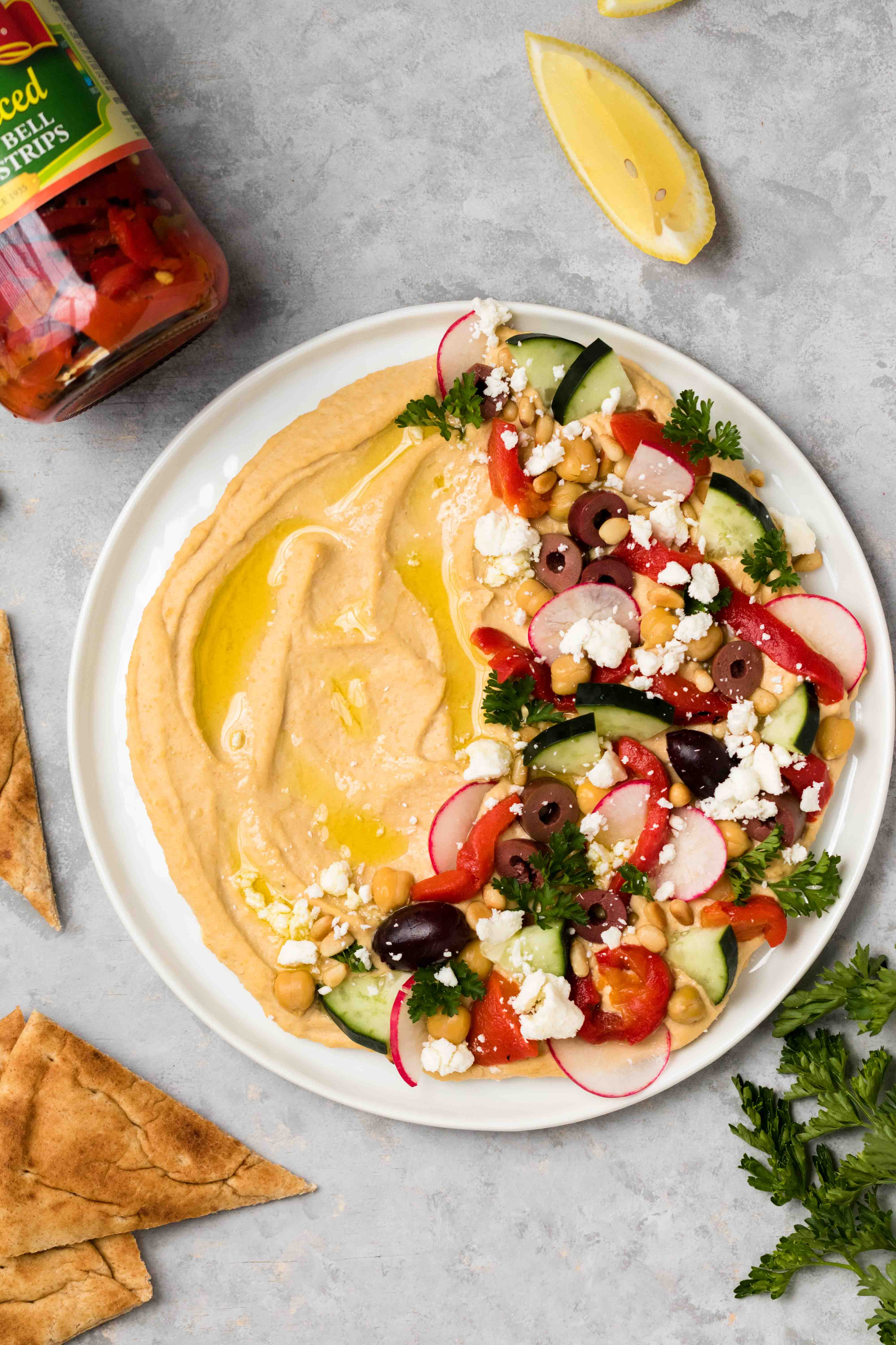 The Easiest Mediterranean Loaded Hummus | Lifestyle of a Foodie