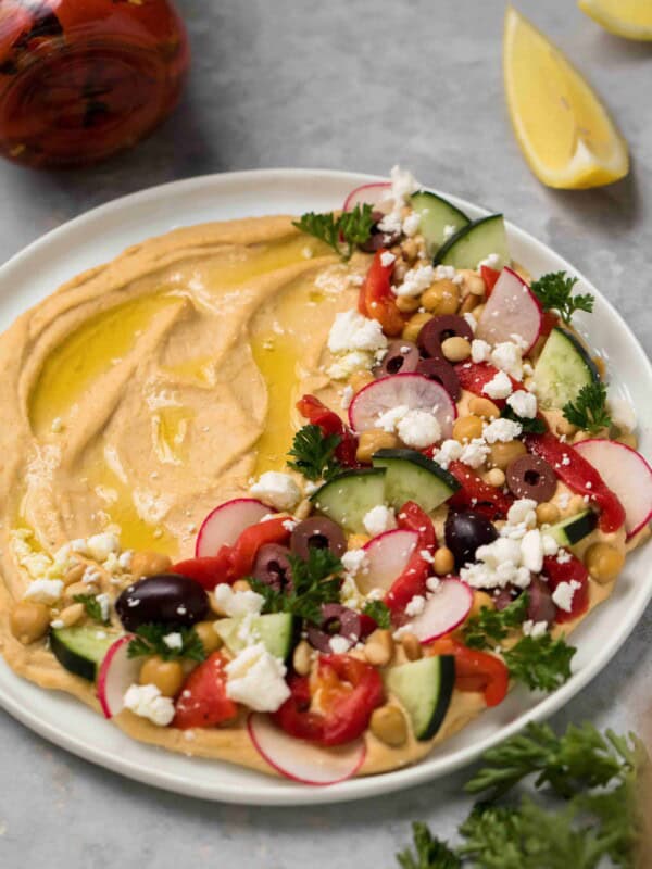 Mediterranean loaded hummus