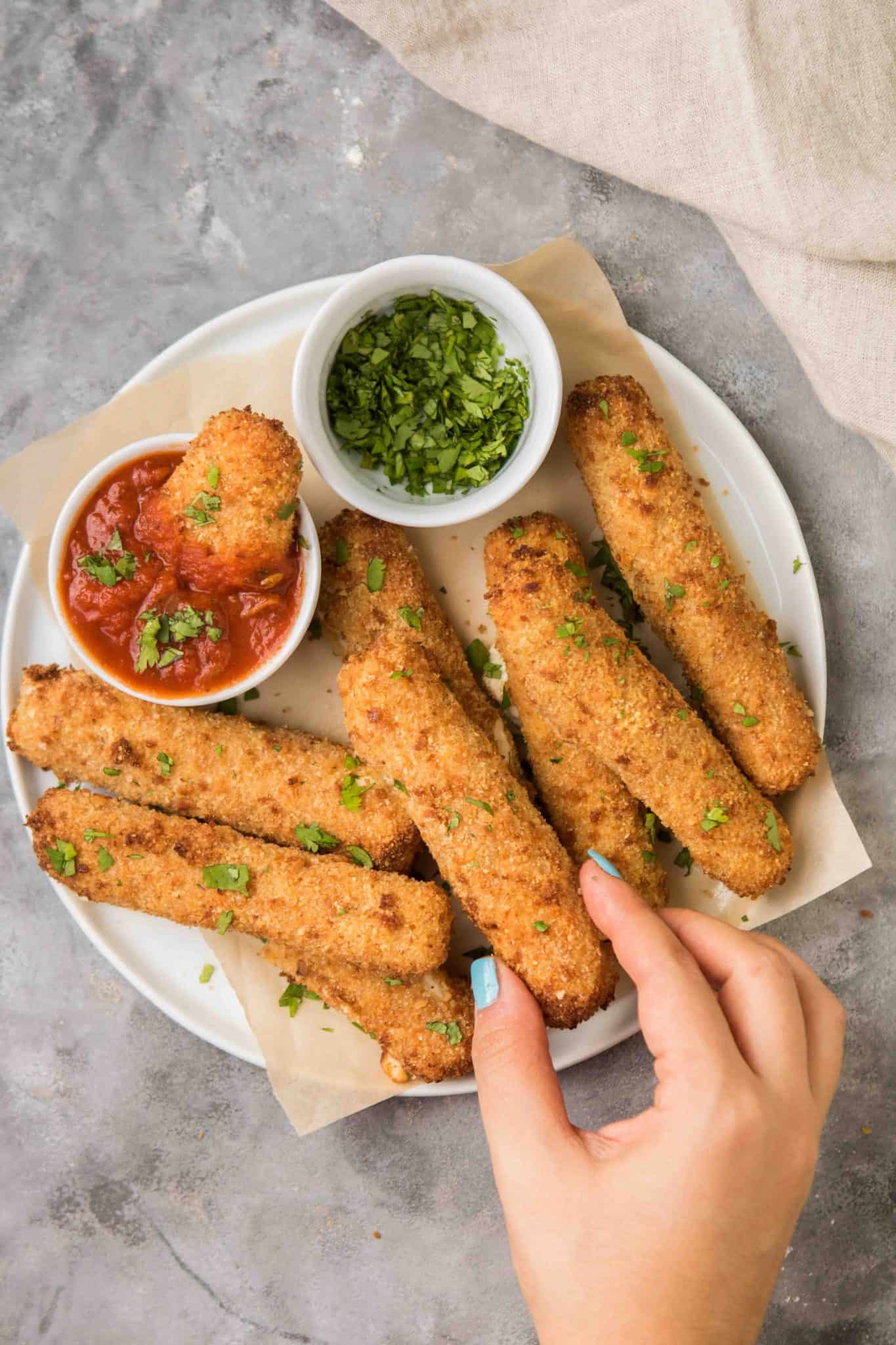 Fail Proof Air fryer Mozzarella sticks - Lifestyle of a Foodie