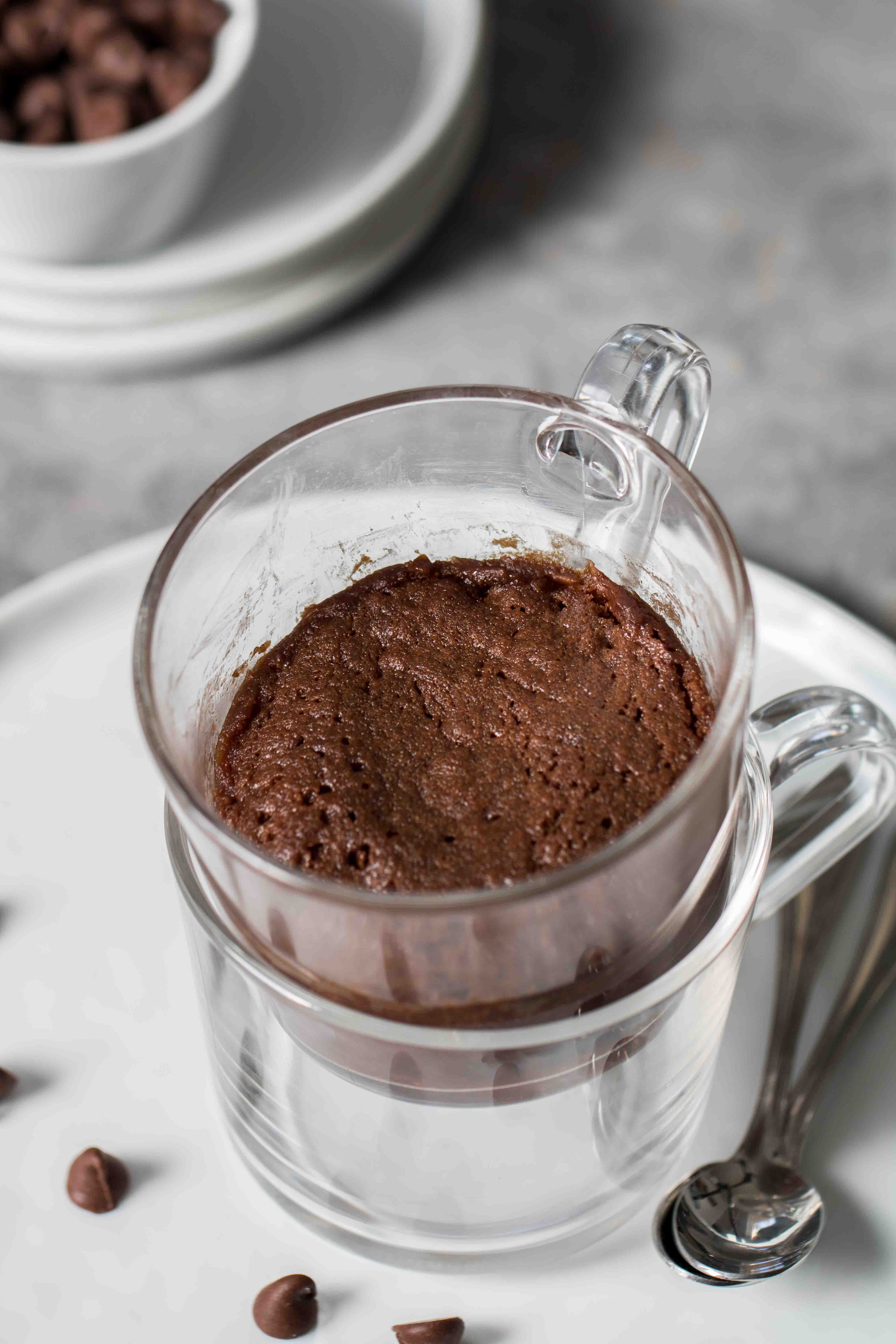 chocolate Brownie in a clear mug