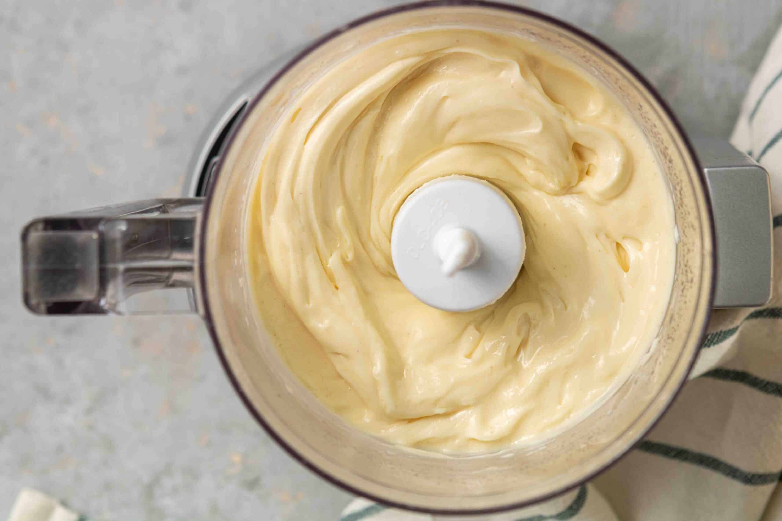 Overhead shot to show the beautiful texture of homemade mayo