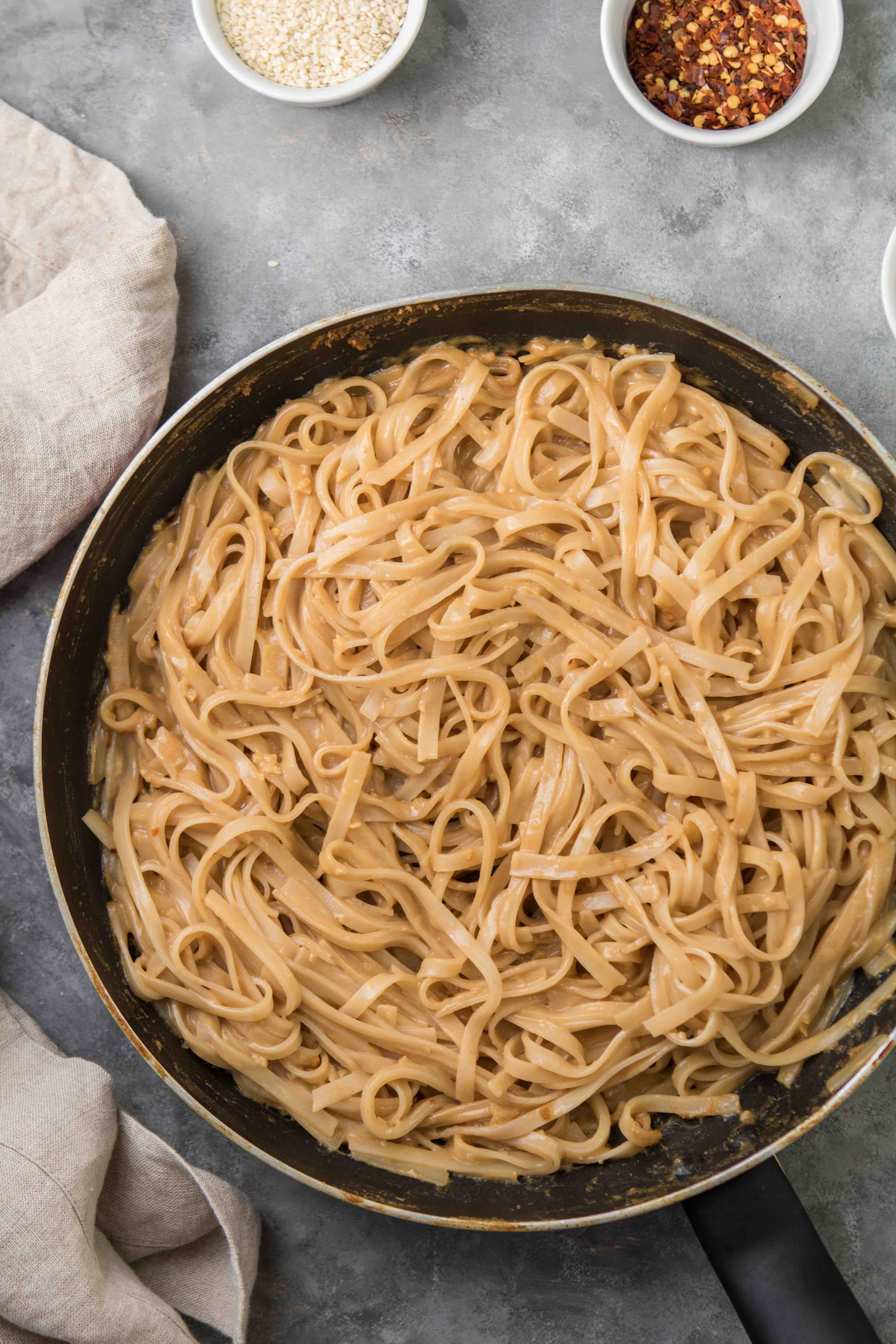 Step by step to make peanut butter noodles