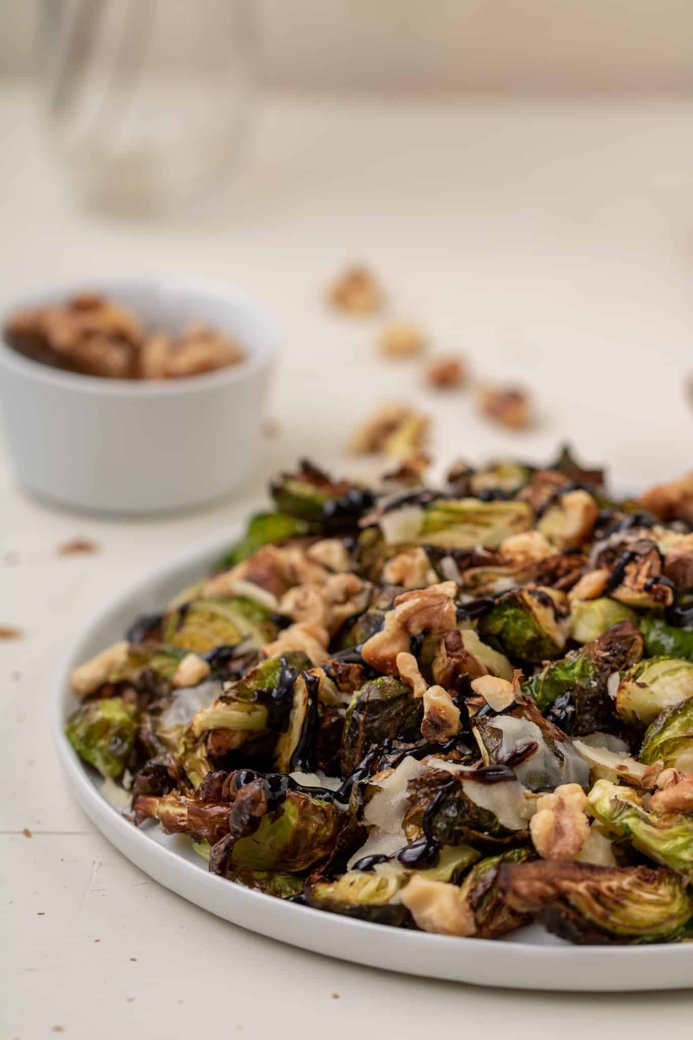 Air fryer brussel sprouts with balsamic glaze