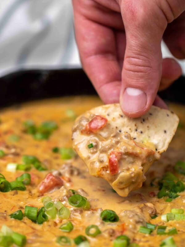 Rotel dip bite with a chip