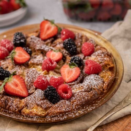 Croissant french toast with berries on top