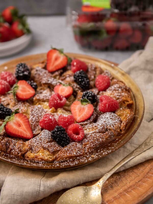 Croissant french toast with berries on top