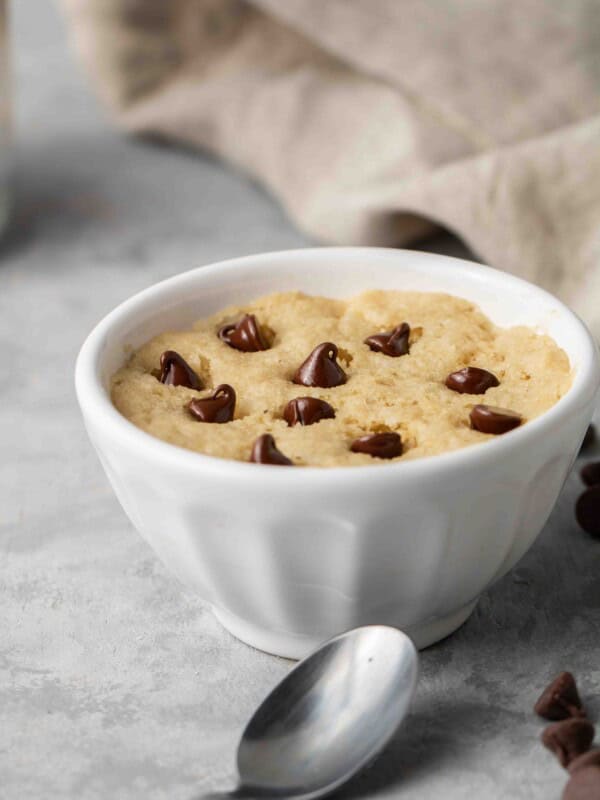 Vegan healthy chocolate chip mug cookie