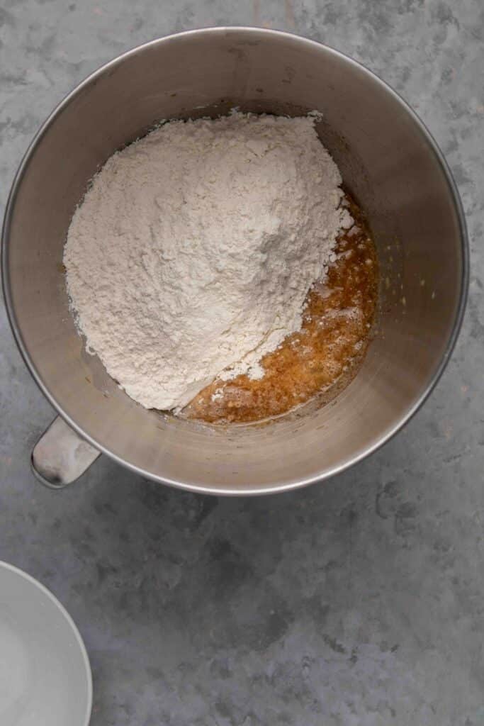 Add the flour to the dry