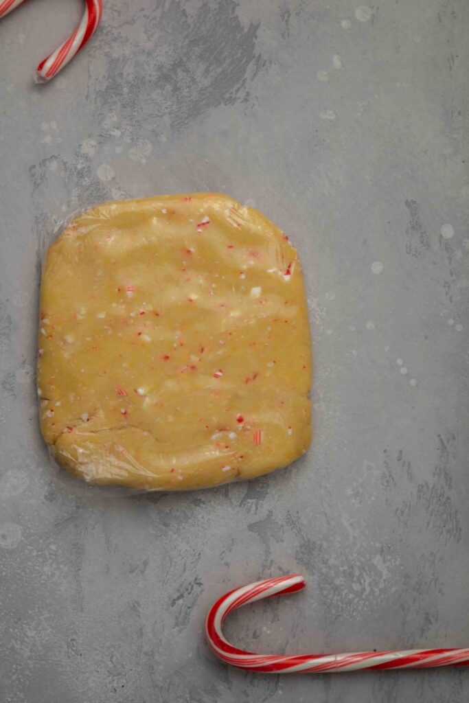 step by step to make candy cane peppermint shortbread