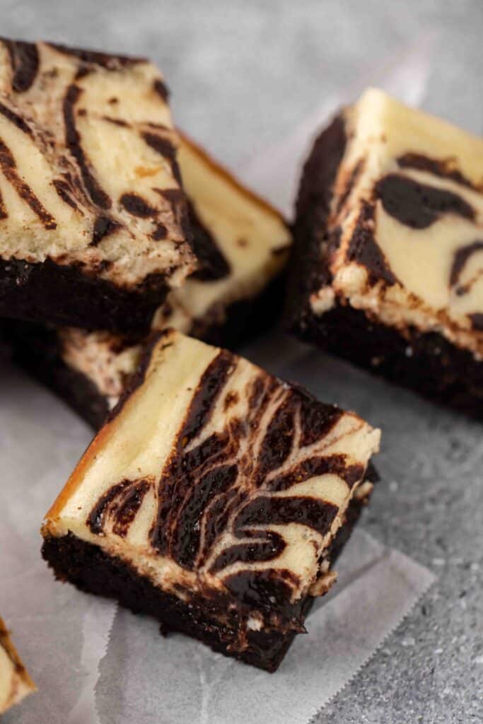Close up of cream cheese brownies