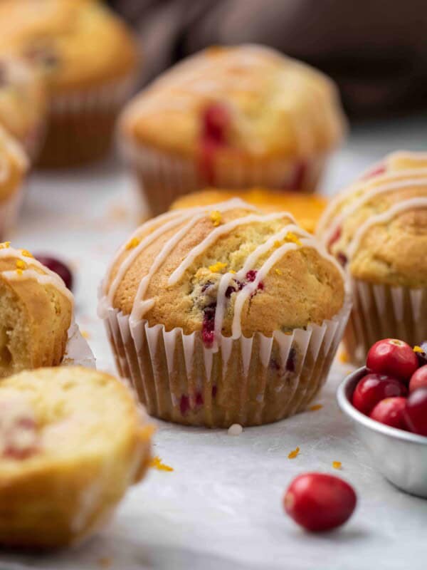 cranberry orange muffins with orange glaze