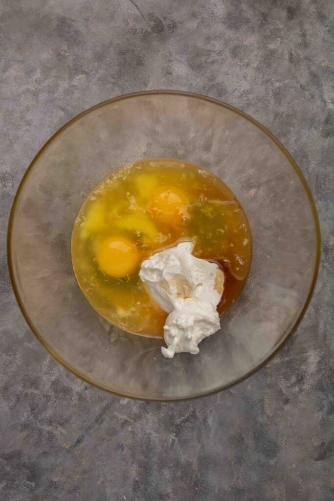 Mixing the wet ingredient for muffins