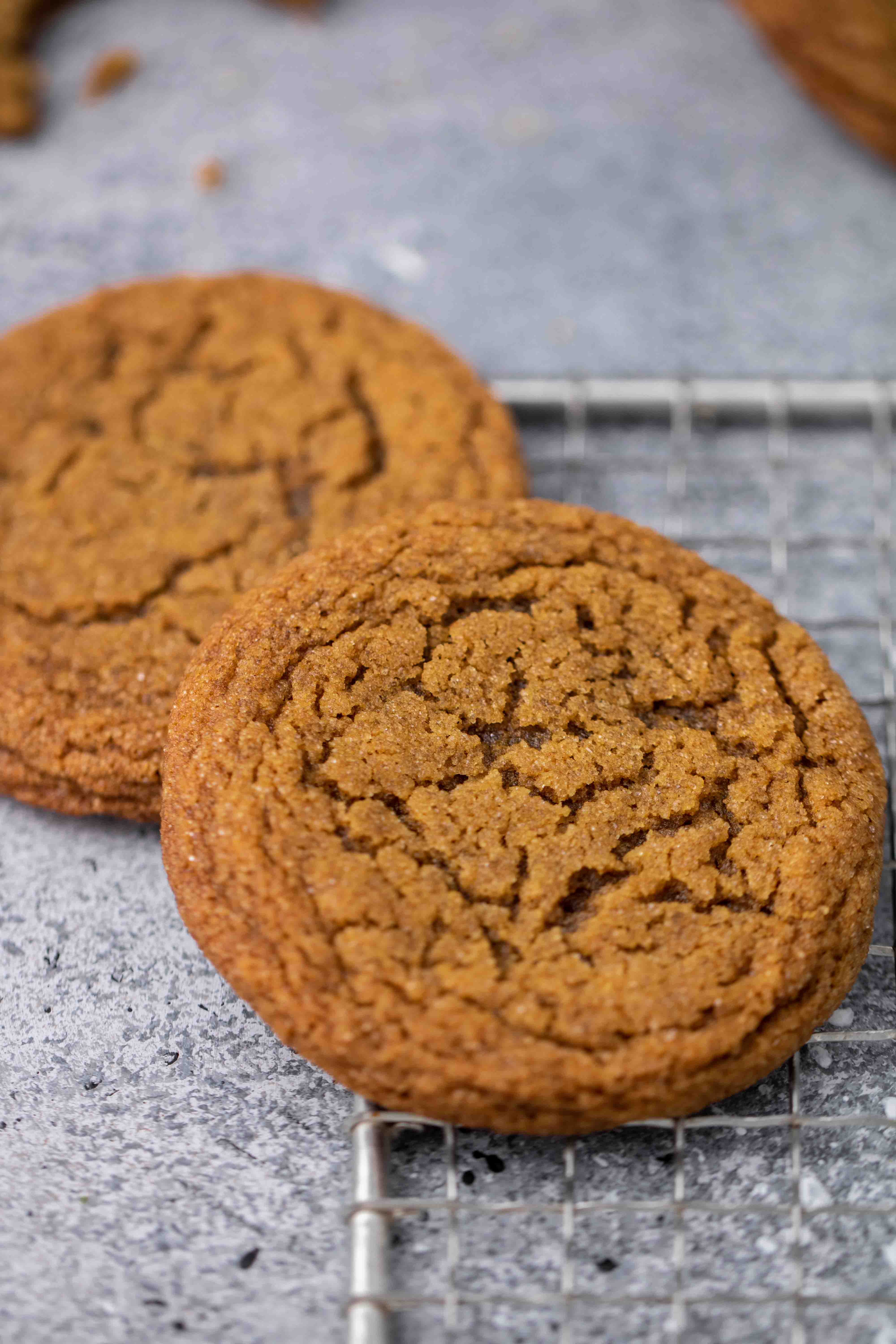 Close up of texture of ginger molasses cookies
