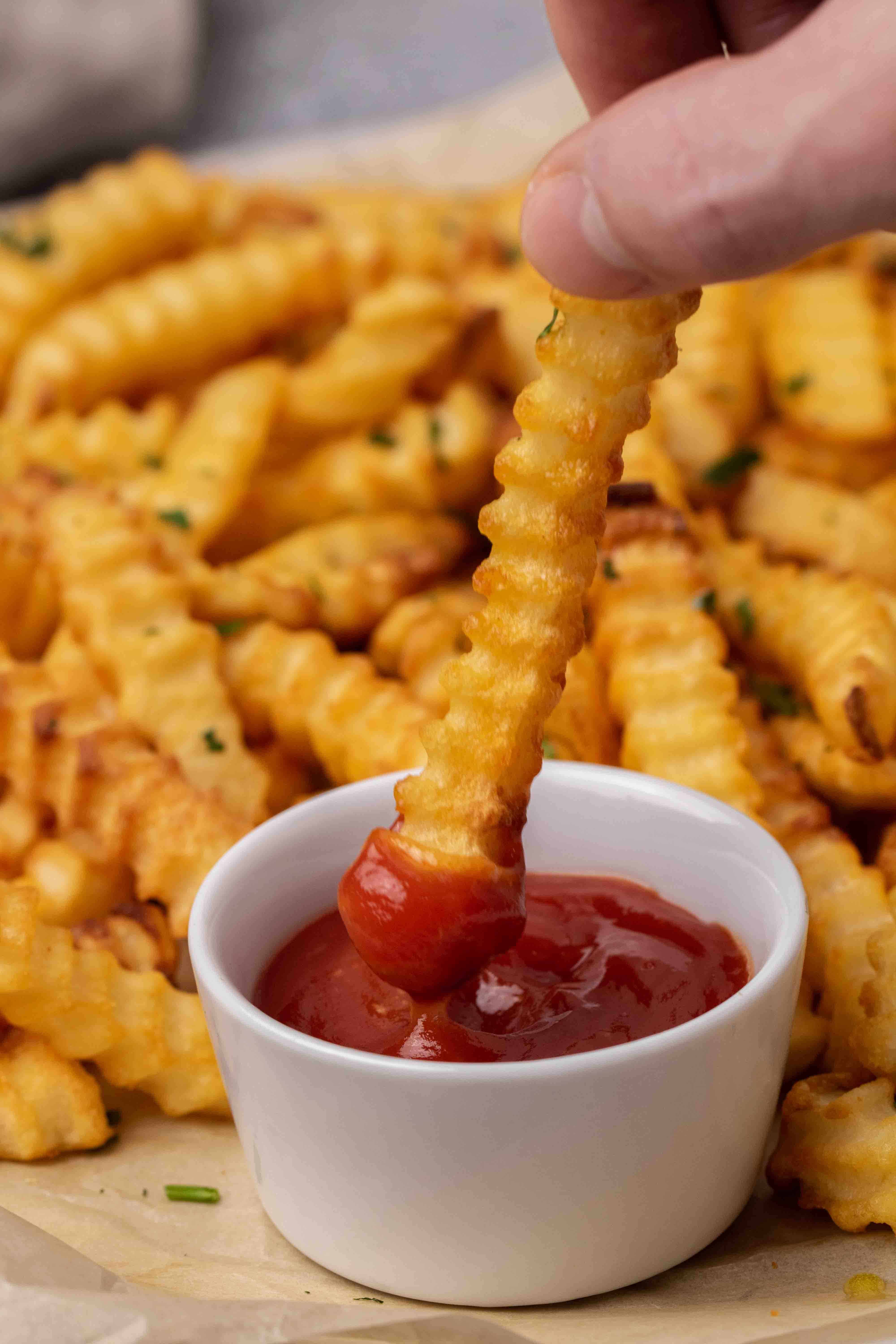 Air fryer frozen french fries with Spicy Ketchup - Lifestyle of a Foodie