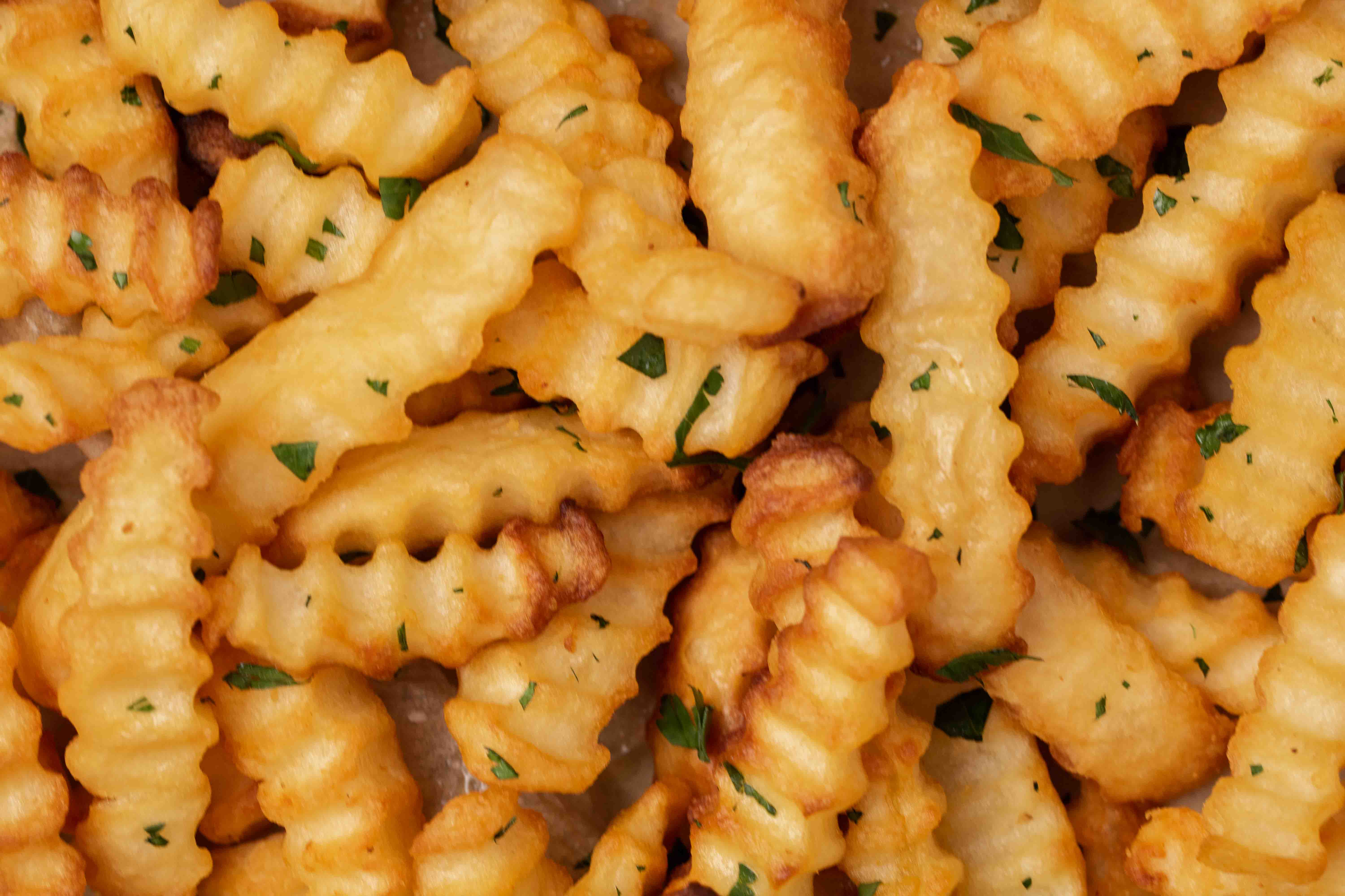 Close of up of air fryer frozen french fries